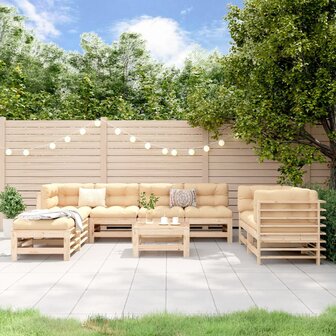 9-delige Loungeset massief grenenhout