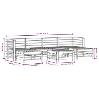7-delige Loungeset massief grenenhout