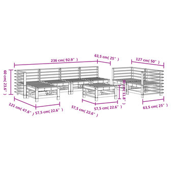 8-delige Loungeset massief grenenhout