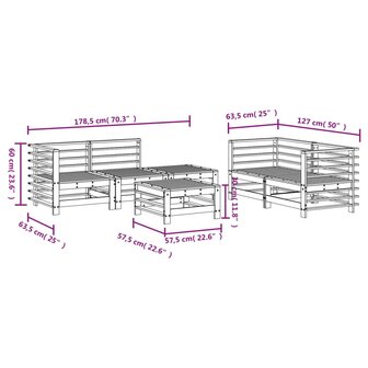 6-delige Loungeset massief grenenhout