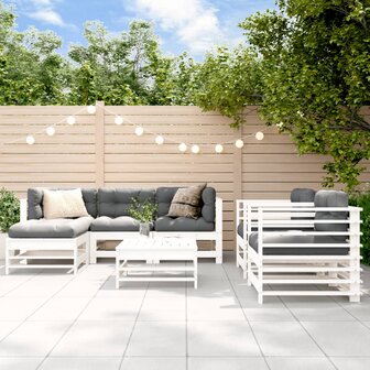 7-delige Loungeset massief grenenhout wit