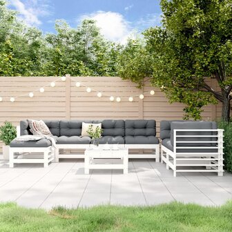 8-delige Loungeset massief grenenhout wit
