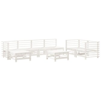 8-delige Loungeset massief grenenhout wit