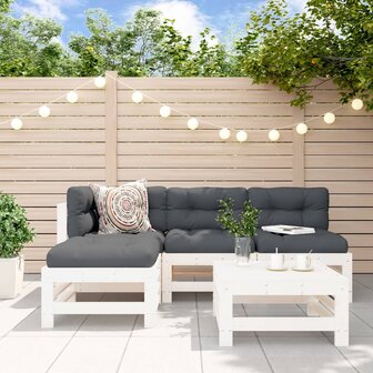 5-delige Loungeset massief grenenhout wit