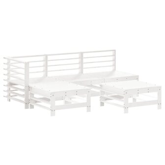 5-delige Loungeset massief grenenhout wit
