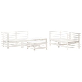 6-delige Loungeset massief grenenhout wit