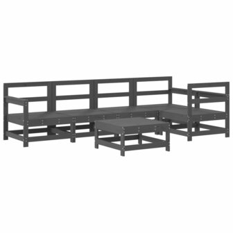 6-delige Loungeset massief grenenhout grijs