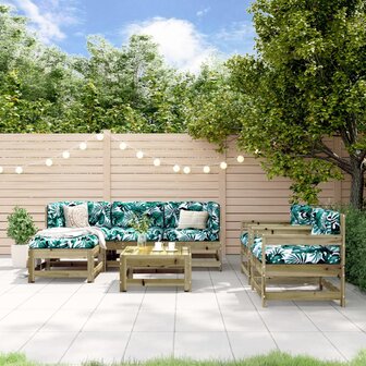 7-delige Loungeset ge&iuml;mpregneerd grenenhout