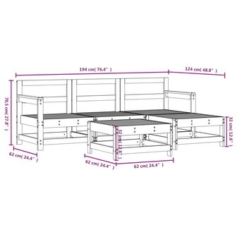 5-delige Loungeset ge&iuml;mpregneerd grenenhout