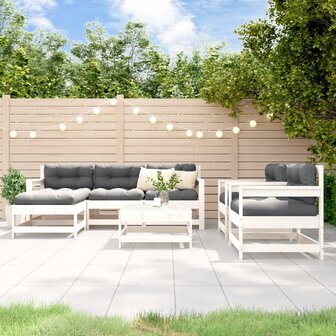 7-delige Loungeset massief grenenhout wit
