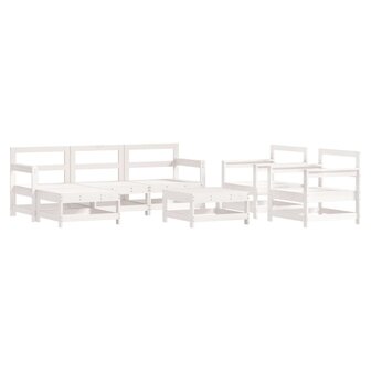 7-delige Loungeset massief grenenhout wit