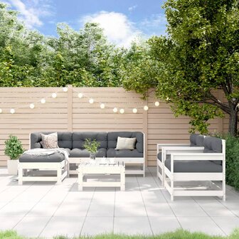 7-delige Loungeset massief grenenhout wit
