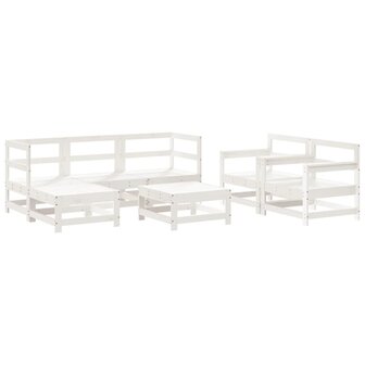 7-delige Loungeset massief grenenhout wit