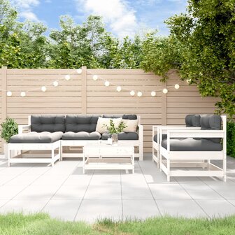 7-delige Loungeset massief grenenhout wit