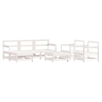 7-delige Loungeset massief grenenhout wit