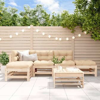 6-delige Loungeset massief grenenhout