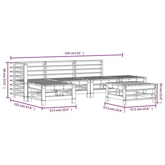 6-delige Loungeset massief grenenhout
