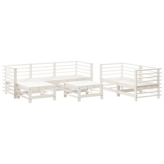 7-delige Loungeset massief grenenhout wit