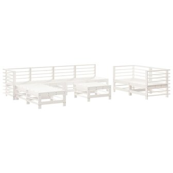 9-delige Loungeset massief grenenhout wit