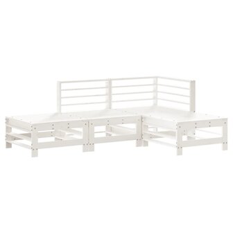 4-delige Loungeset massief grenenhout wit