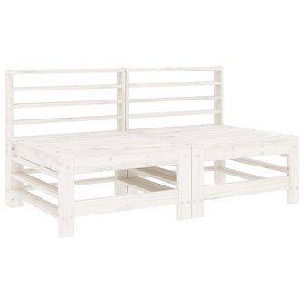 4-delige Loungeset massief grenenhout wit