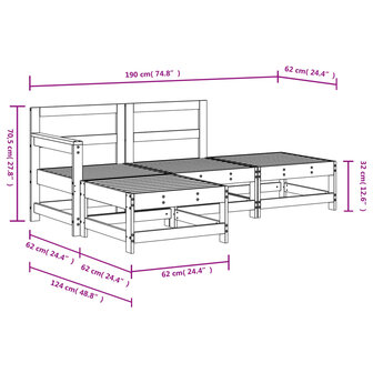 4-delige Loungeset ge&iuml;mpregneerd grenenhout