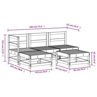 5-delige Loungeset ge&iuml;mpregneerd grenenhout