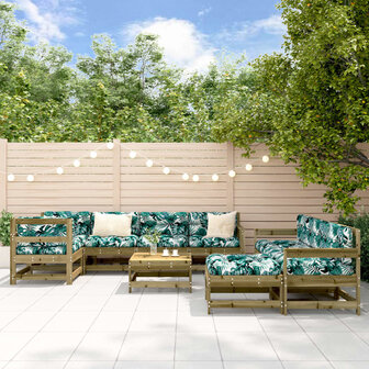 10-delige Loungeset ge&iuml;mpregneerd grenenhout