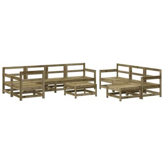 10-delige Loungeset ge&iuml;mpregneerd grenenhout