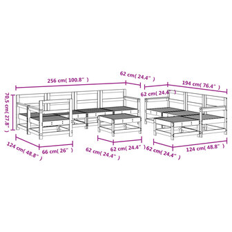 10-delige Loungeset ge&iuml;mpregneerd grenenhout