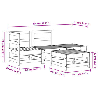 4-delige Loungeset ge&iuml;mpregneerd grenenhout