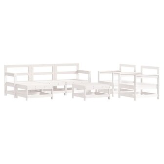 7-delige Loungeset massief grenenhout wit