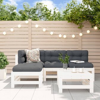 5-delige Loungeset massief grenenhout wit