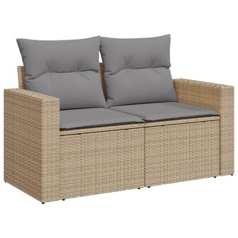 9-delige Loungeset met kussens poly rattan beige