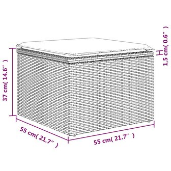 7-delige Loungeset met kussens poly rattan beige