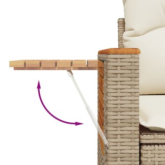 4-delige Loungeset met kussens poly rattan beige
