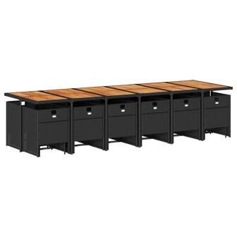 17-delige Tuinset met kussens poly rattan zwart