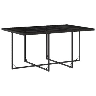 11-delige Tuinset met kussens poly rattan zwart