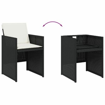 13-delige Tuinset met kussens poly rattan zwart
