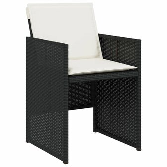 11-delige Tuinset met kussens poly rattan zwart