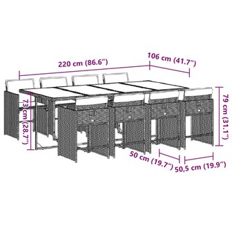 9-delige Tuinset poly rattan zwart