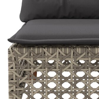 4-delige Loungeset met kussens poly rattan grijs