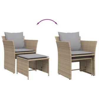 Tuinstoel met voetenbank poly rattan beige