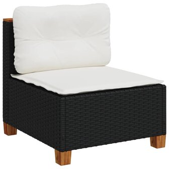 11-delige Loungeset met kussens poly rattan zwart
