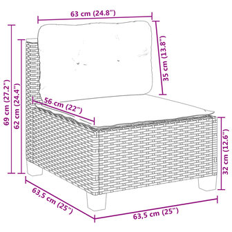 11-delige Loungeset met kussens poly rattan zwart