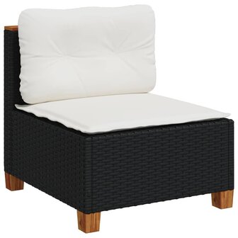 4-delige Loungeset met kussens poly rattan zwart
