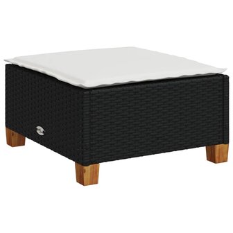 4-delige Loungeset met kussens poly rattan zwart
