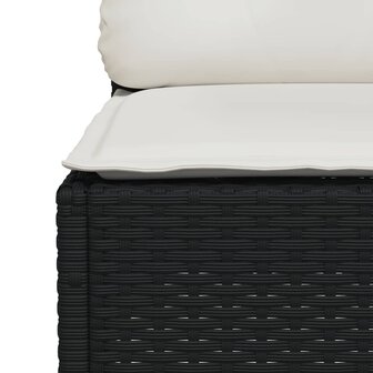4-delige Loungeset met kussens poly rattan zwart