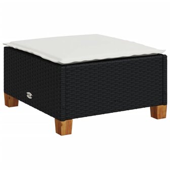 6-delige Loungeset met kussens poly rattan zwart