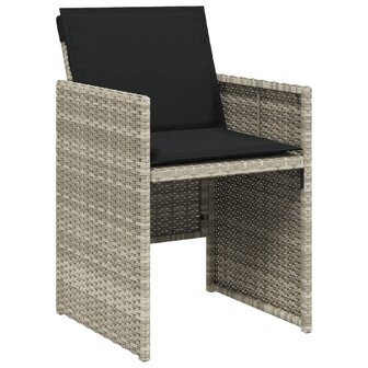 9-delige Tuinset met kussens poly rattan lichtgrijs